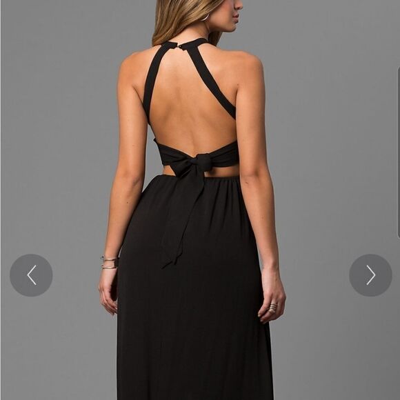 Black Red Roses Slit Maxi Dress - Picture 2 of 12